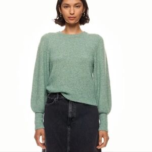 Fifteen Twenty Lia Shirred Puff Sleeved Wool Pullover Knit Women's Sweater NWOT